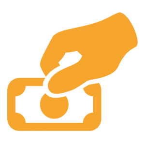 graphic of hand with money making a donation